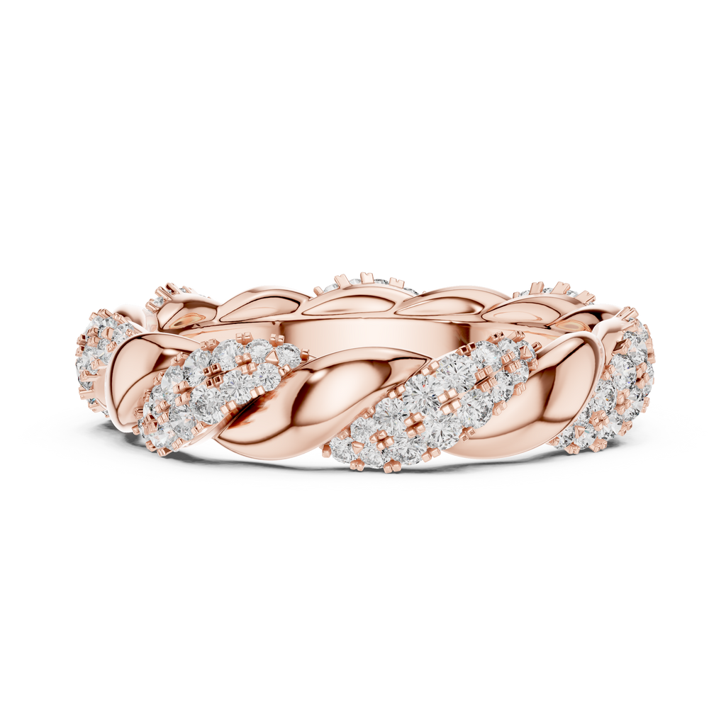 mozow x twisted moissanite eternity ring rose gold front view luxury braided band
