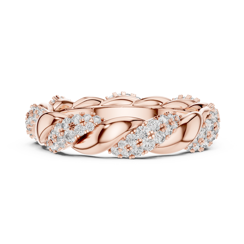 mozow x twisted moissanite eternity ring rose gold front view luxury braided band
