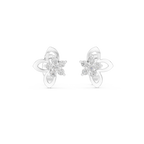 mozow x floral moissanite stud earrings white gold front view elegant flower design