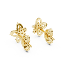 mozow x yellow gold floral moissanite stud earrings side angle jewelry view