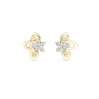 mozow x floral moissanite stud earrings yellow gold front angle view luxury flower design