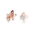 mozow x rose gold flower moissanite stud earrings close up sparkle view