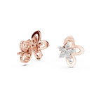 mozow x rose gold flower moissanite stud earrings close up sparkle view