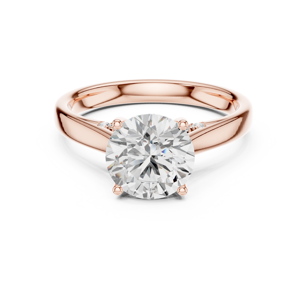 Rose gold round moissanite solitaire ring romantic modern style