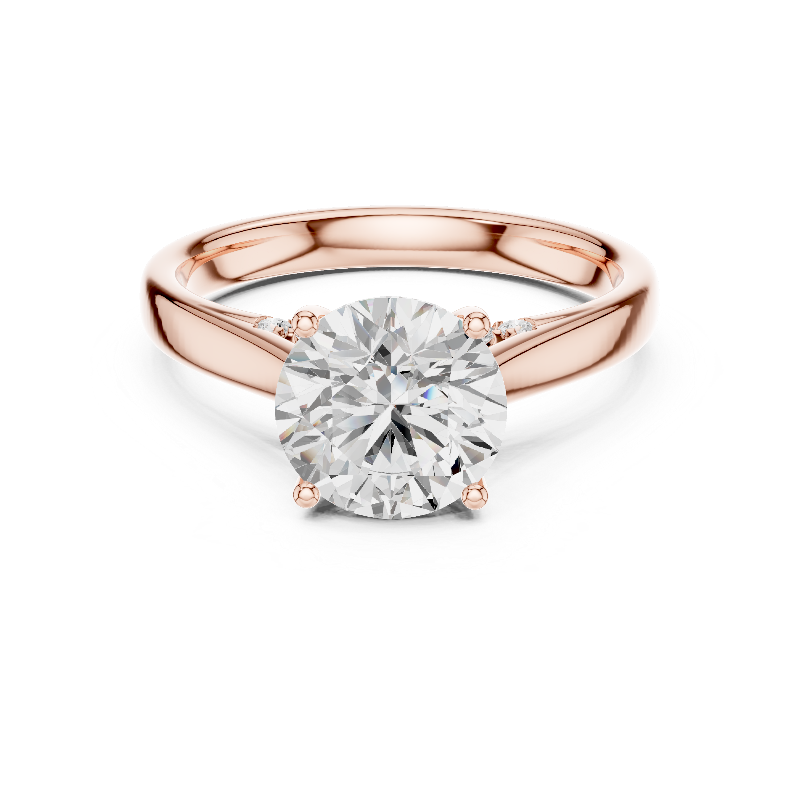 Rose gold round moissanite solitaire ring romantic modern style