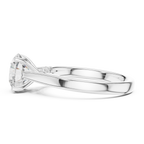 White gold engagement ring side profile with round brilliant center stone