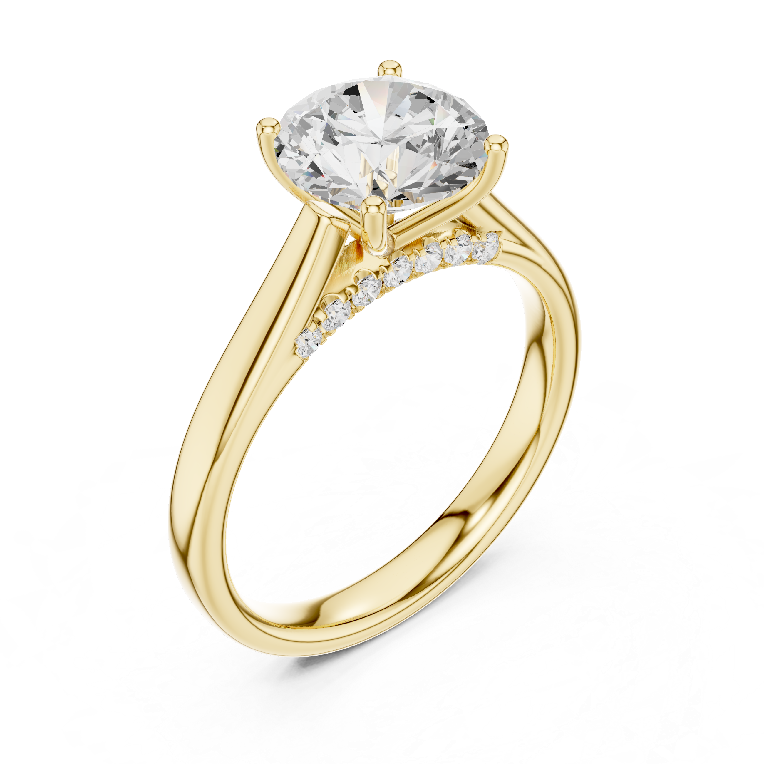 Yellow gold solitaire ring premium polished finish