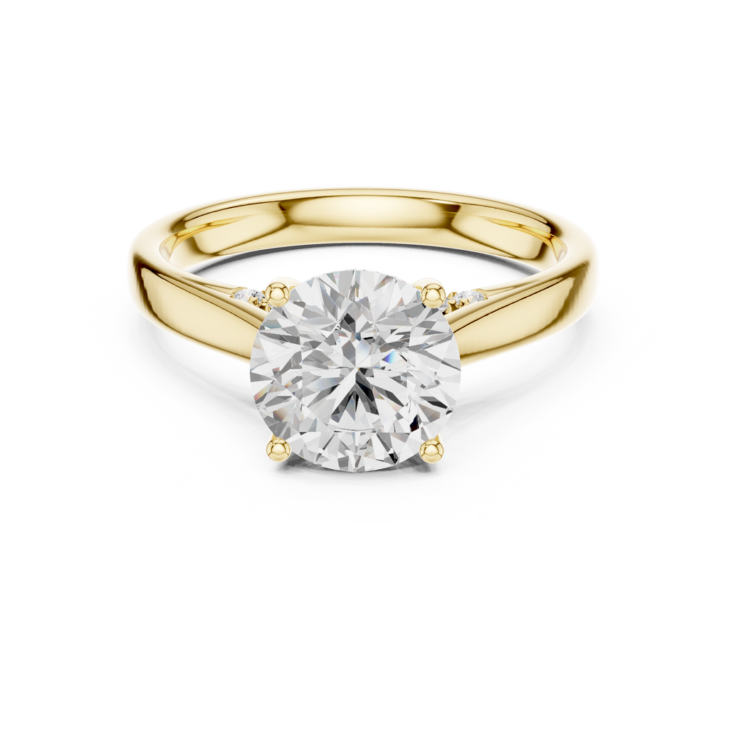 Yellow gold round moissanite engagement ring elegant solitaire design