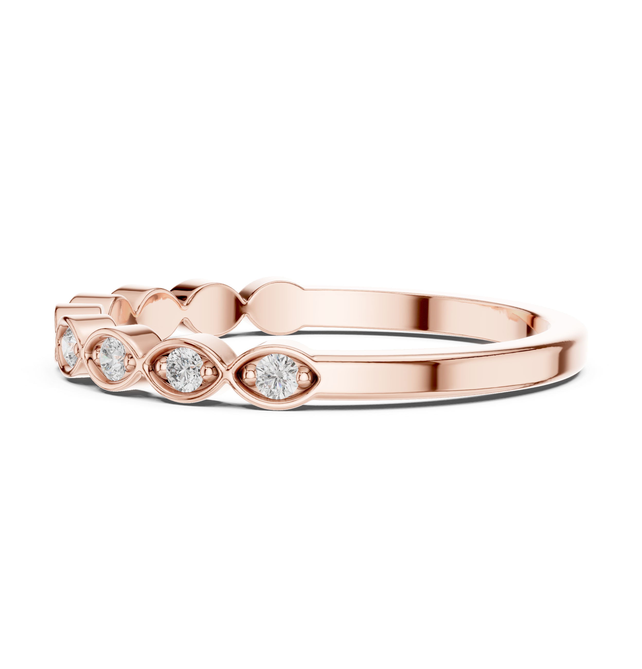 mozow x rose gold moissanite stacking band side view elegant design