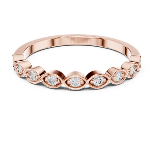 mozow x rose gold round moissanite band ring front view luxury stacking design
