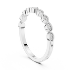 mozow x white gold round moissanite stacking ring angled perspective sparkle