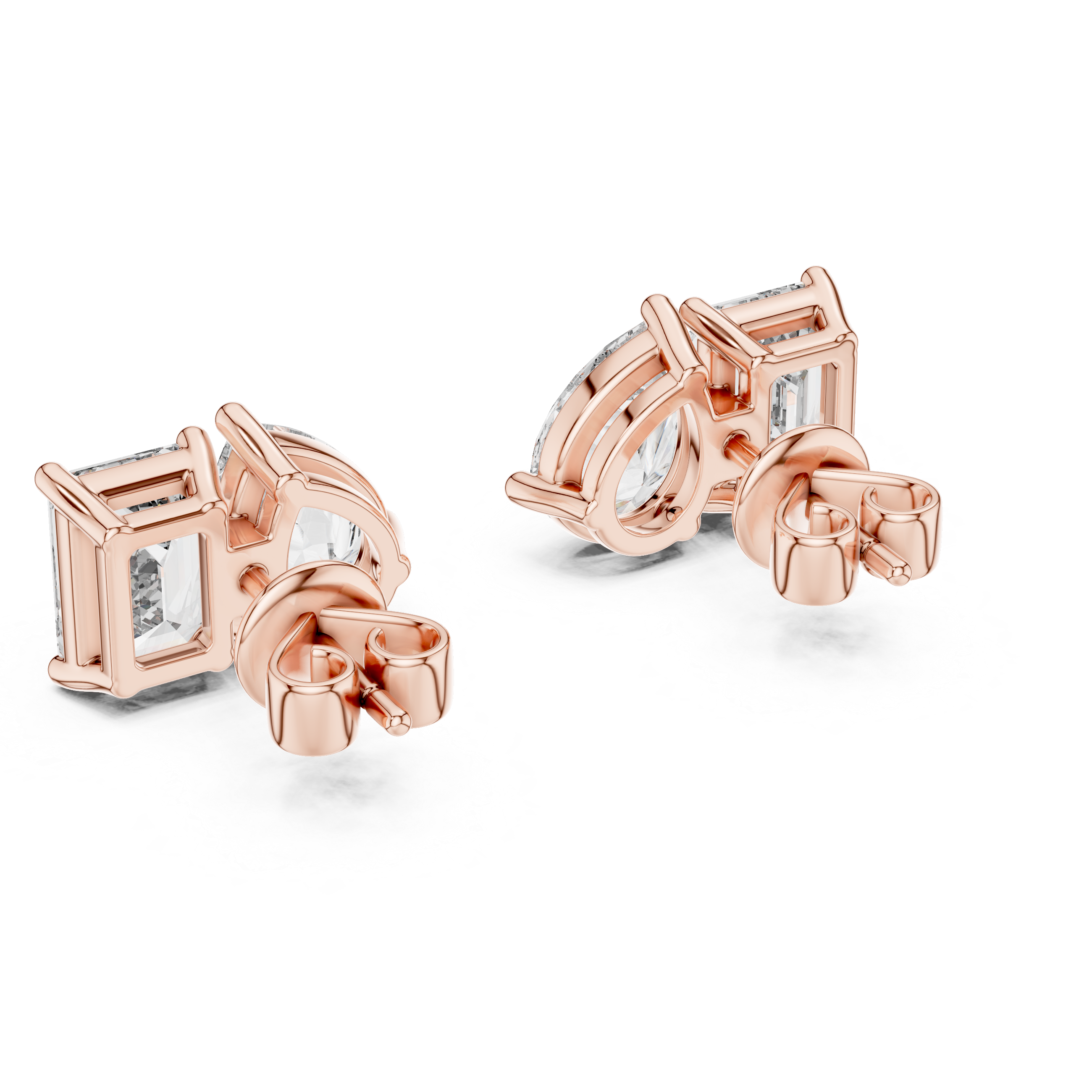 Rose gold prong setting stud earrings back view