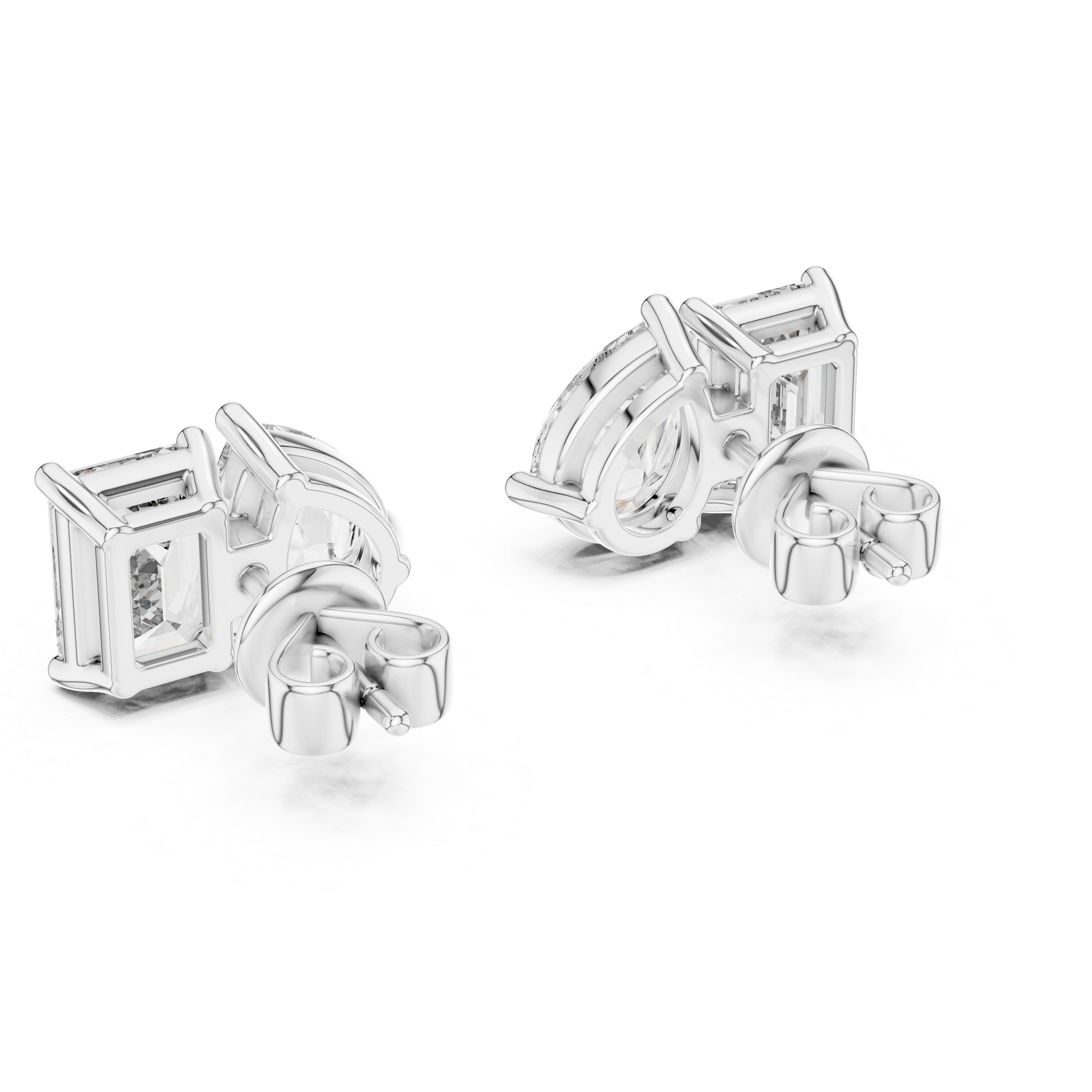 White gold luxury stud earrings push back closure