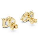 Rose gold dual stone stud earrings detailed close up