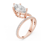 Rose gold marquise diamond ring close up sparkle