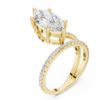 Yellow gold marquise engagement ring close up