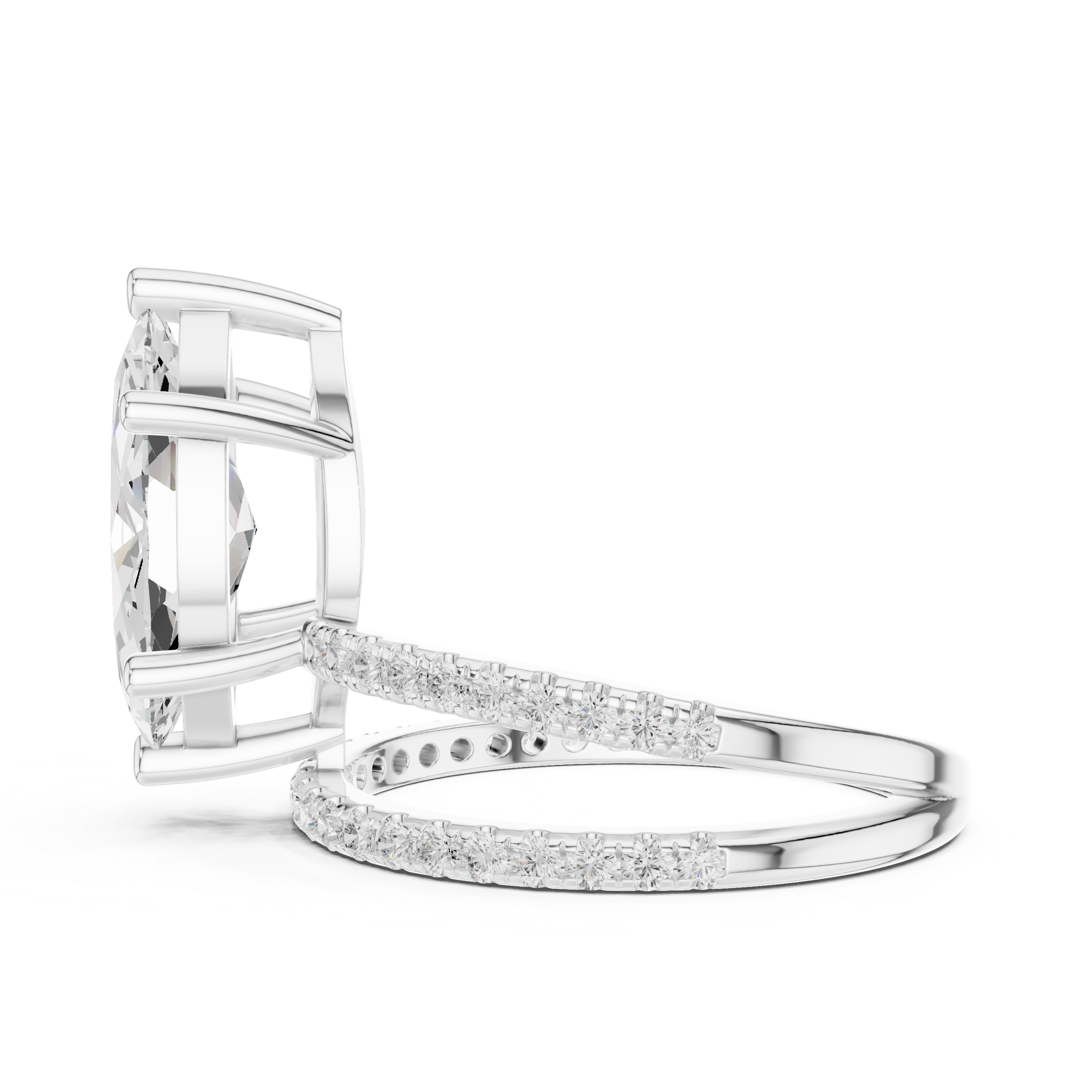 Mozow X engagement ring white gold side detail