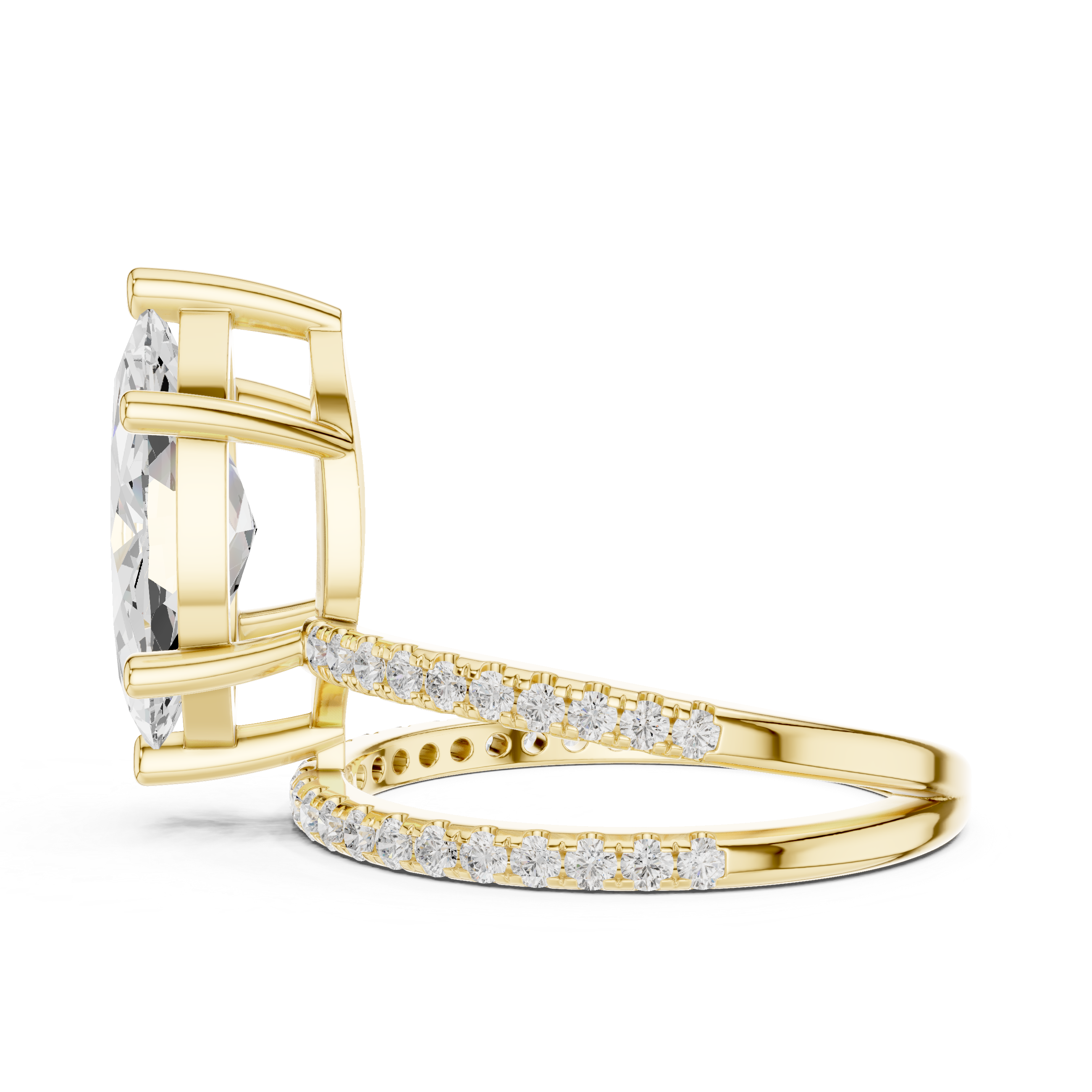 Yellow gold marquise ring side profile