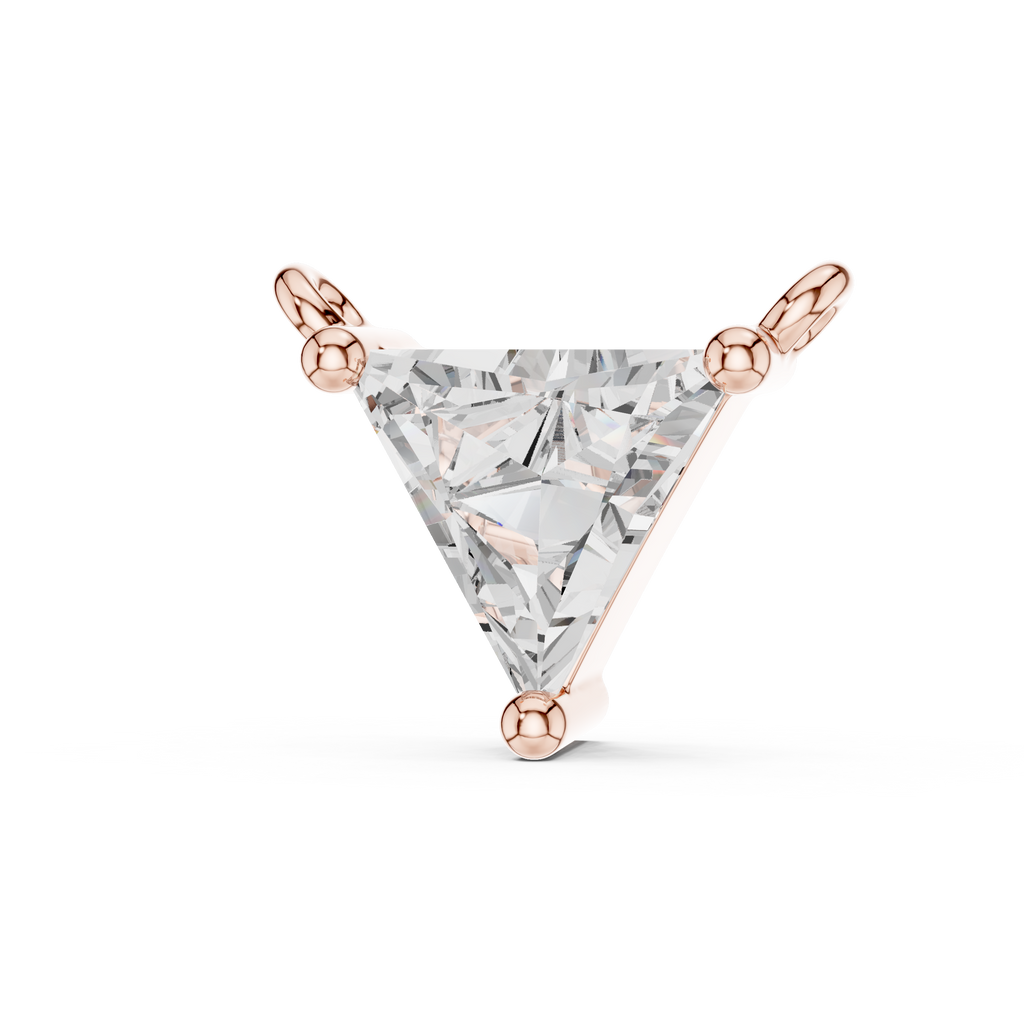 Rose gold trillion cut solitaire pendant front view