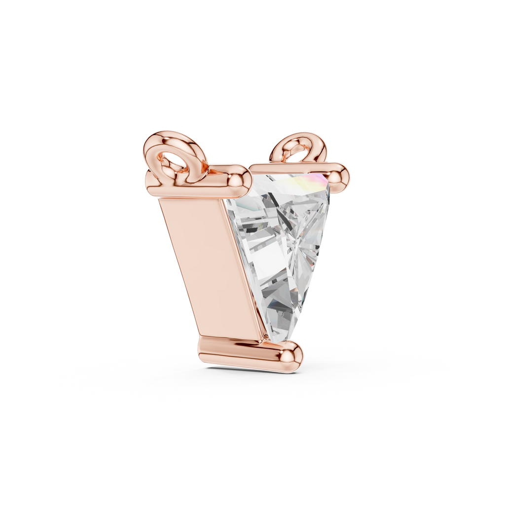 Side angle rose gold triangle necklace