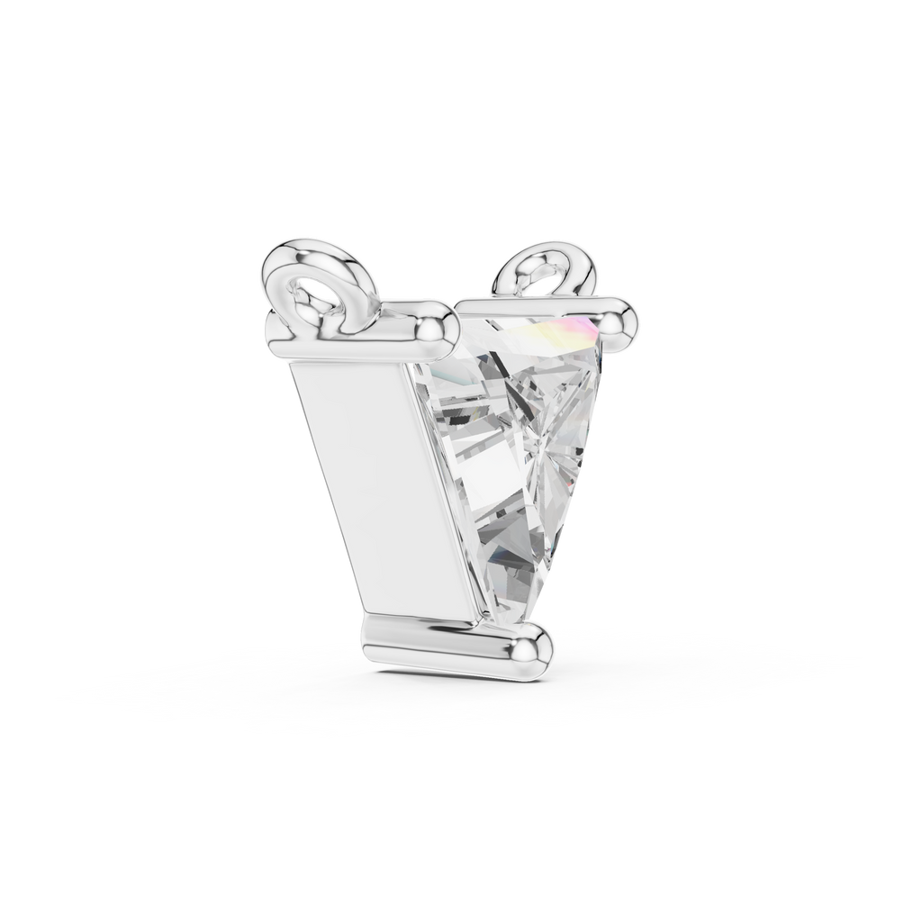 Side view white gold triangle pendant