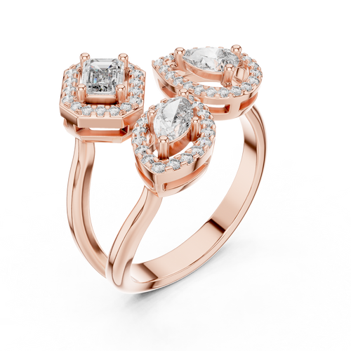 rose gold emerald pear marquise ring top view