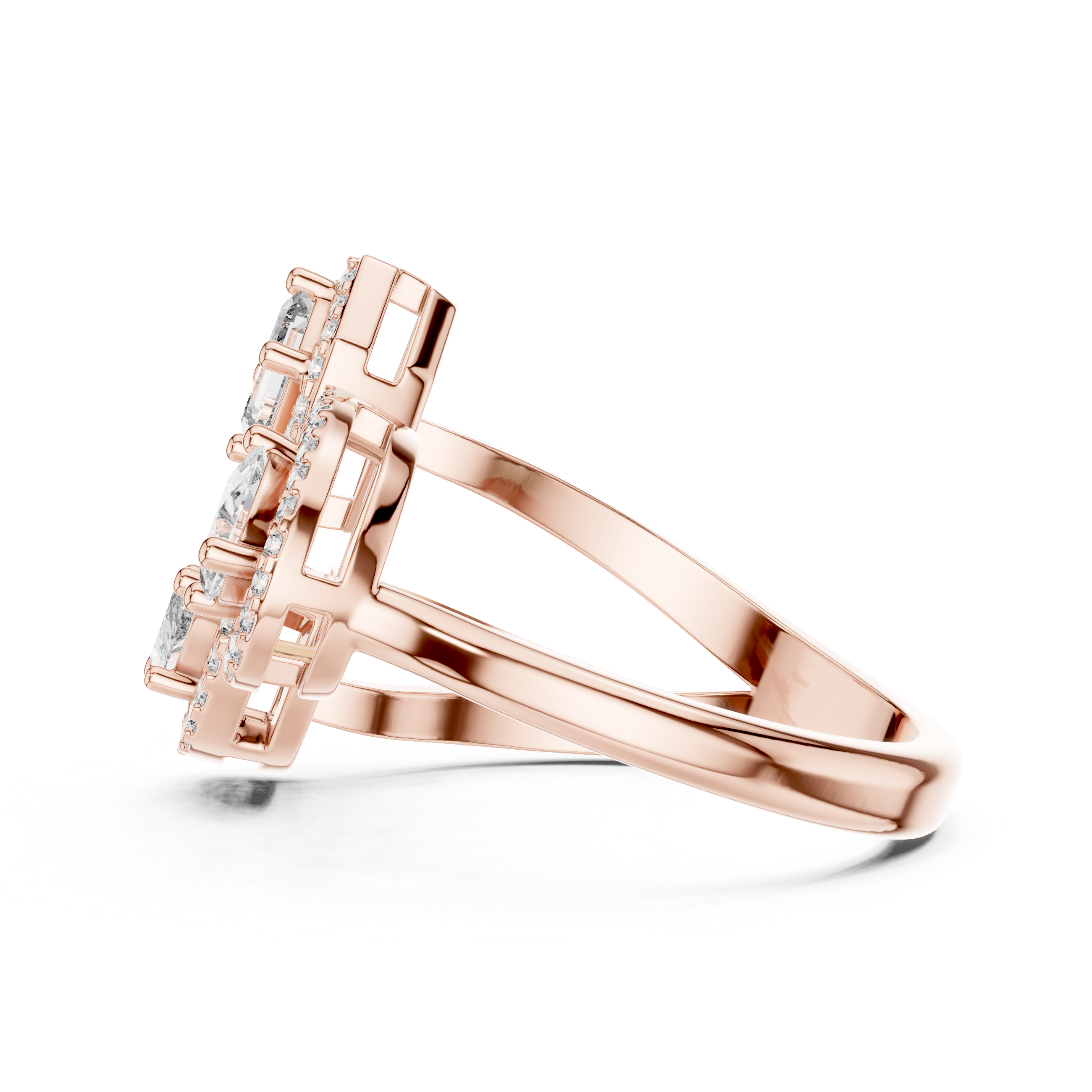 rose gold statement ring side profile sparkle