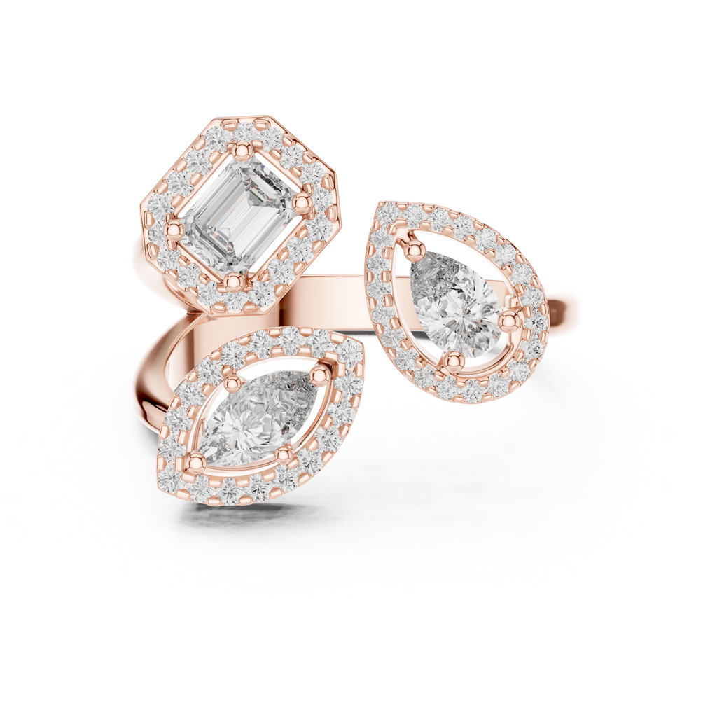 rose gold multi shape cluster ring luxury design