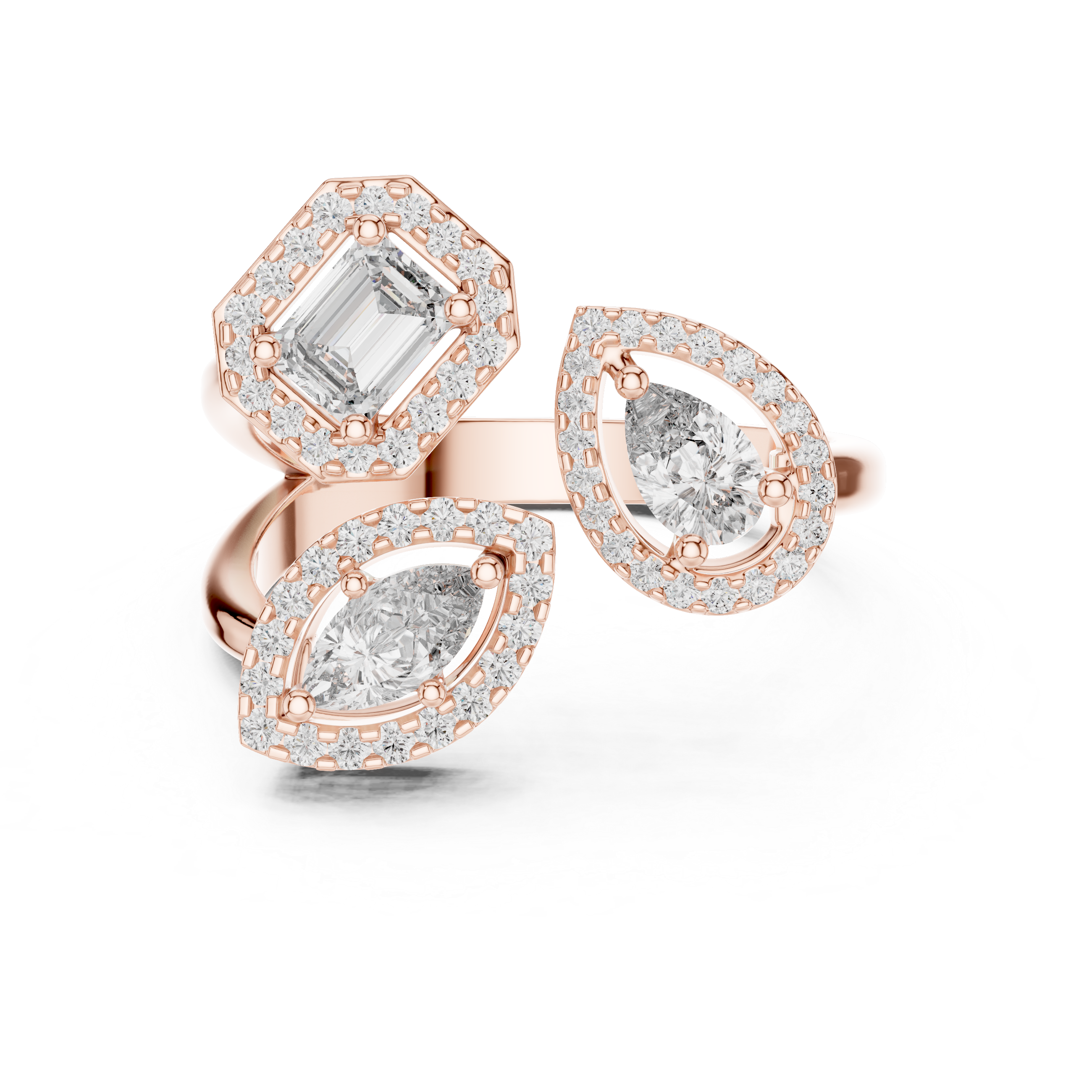 rose gold multi shape cluster ring luxury design