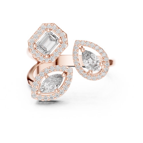 rose gold multi shape cluster ring luxury design