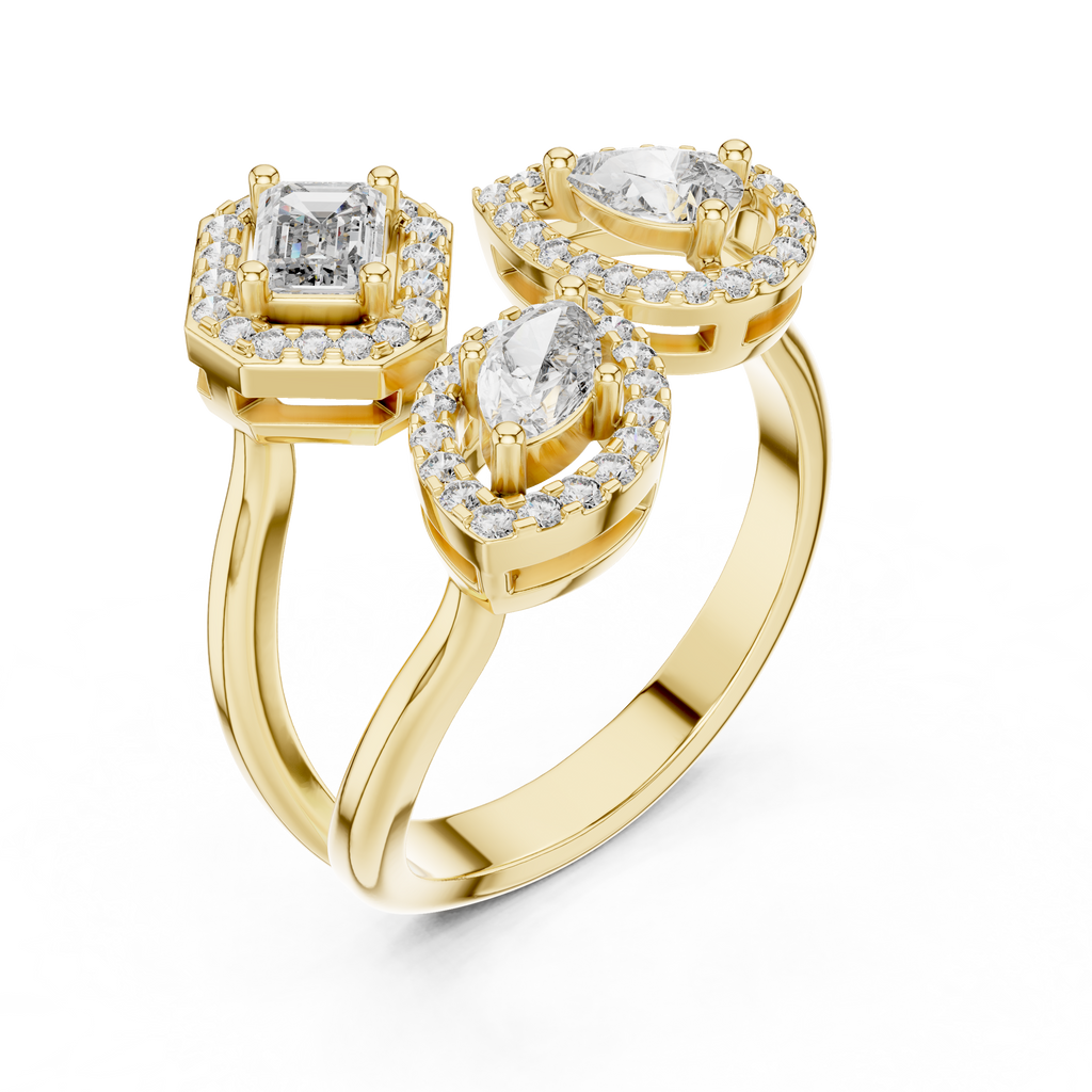 yellow gold emerald pear marquise ring design