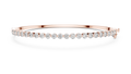Rose gold diamond tennis bangle with 22 round brilliant stones front view