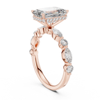Rose gold halo statement ring with elevated basket design