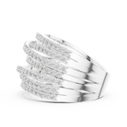 modern layered moissanite sparkle ring 10k white gold side view