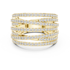 mozow x luxury multi row moissanite ring 18k yellow gold front view