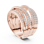 stacked moissanite band ring 14k rose gold luxury angle perspective