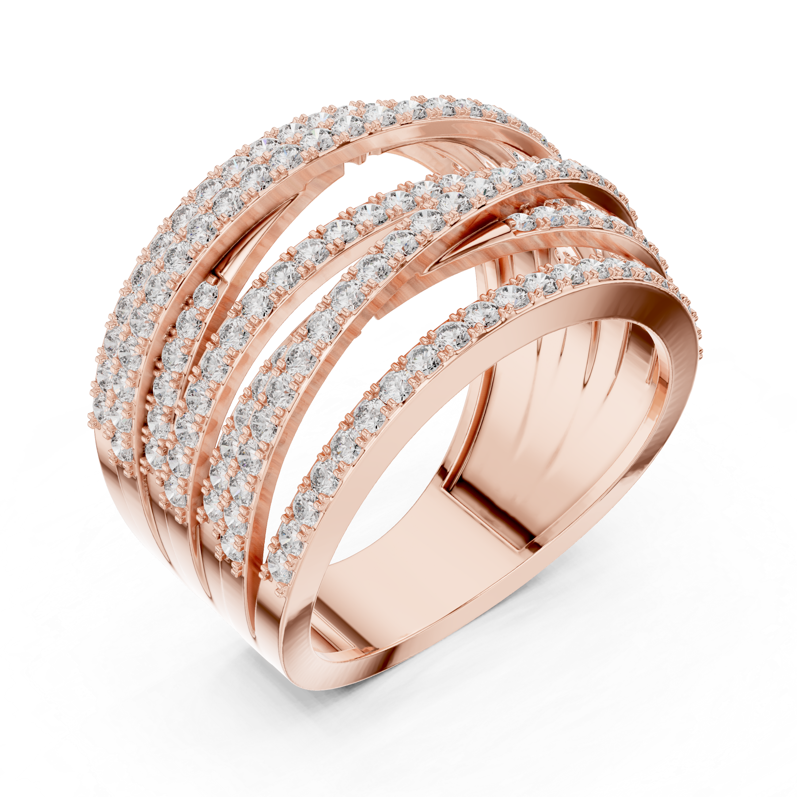 luxury multi layer moissanite statement ring rose gold