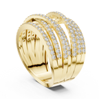 stacked moissanite band ring 14k yellow gold luxury angle view