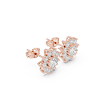 mozow x rose gold halo moissanite earrings angled luxury perspective