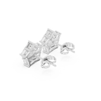 Pair of silver earrings on a white background