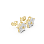 Yellow gold luxury star cluster earrings top angle