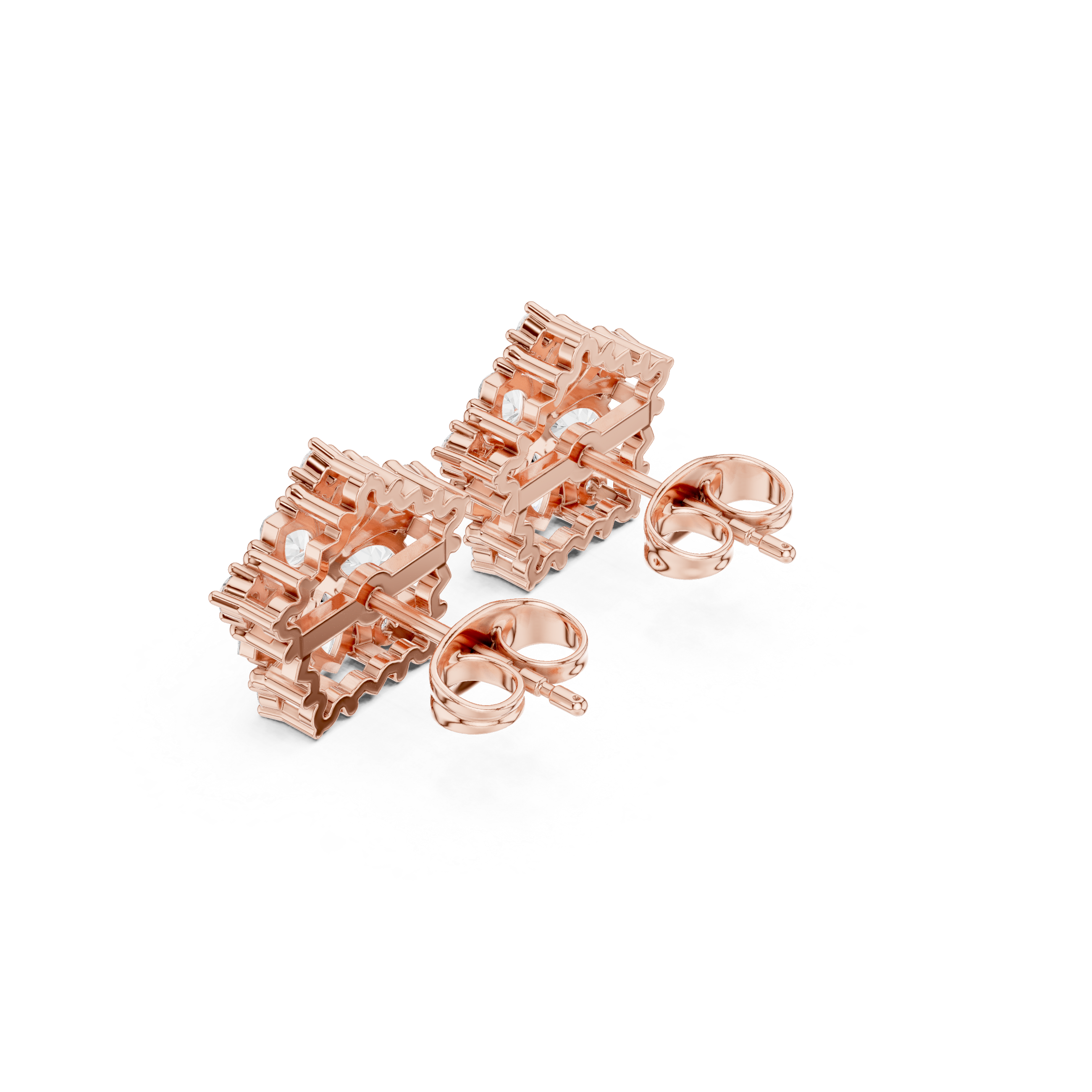 Rose gold earring on a white background