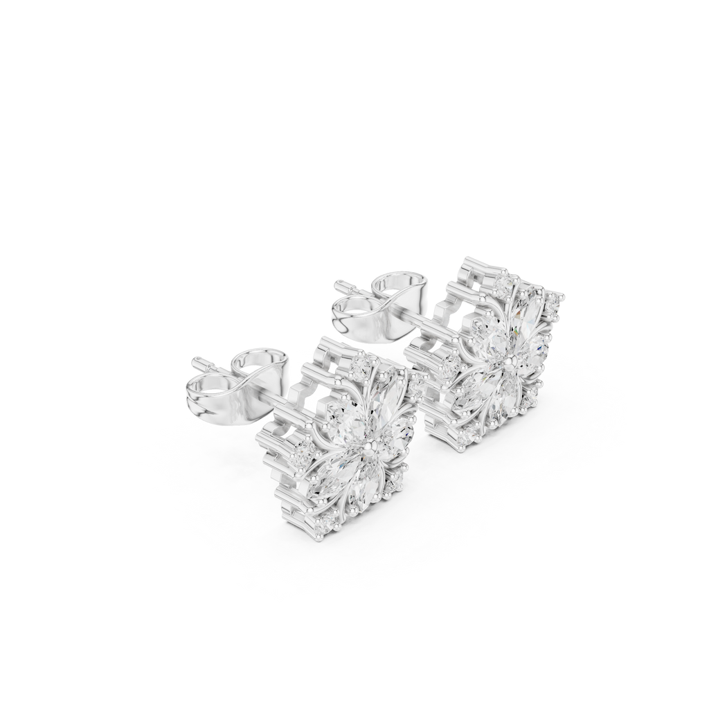 Royal Marquise Floral Stud Earrings