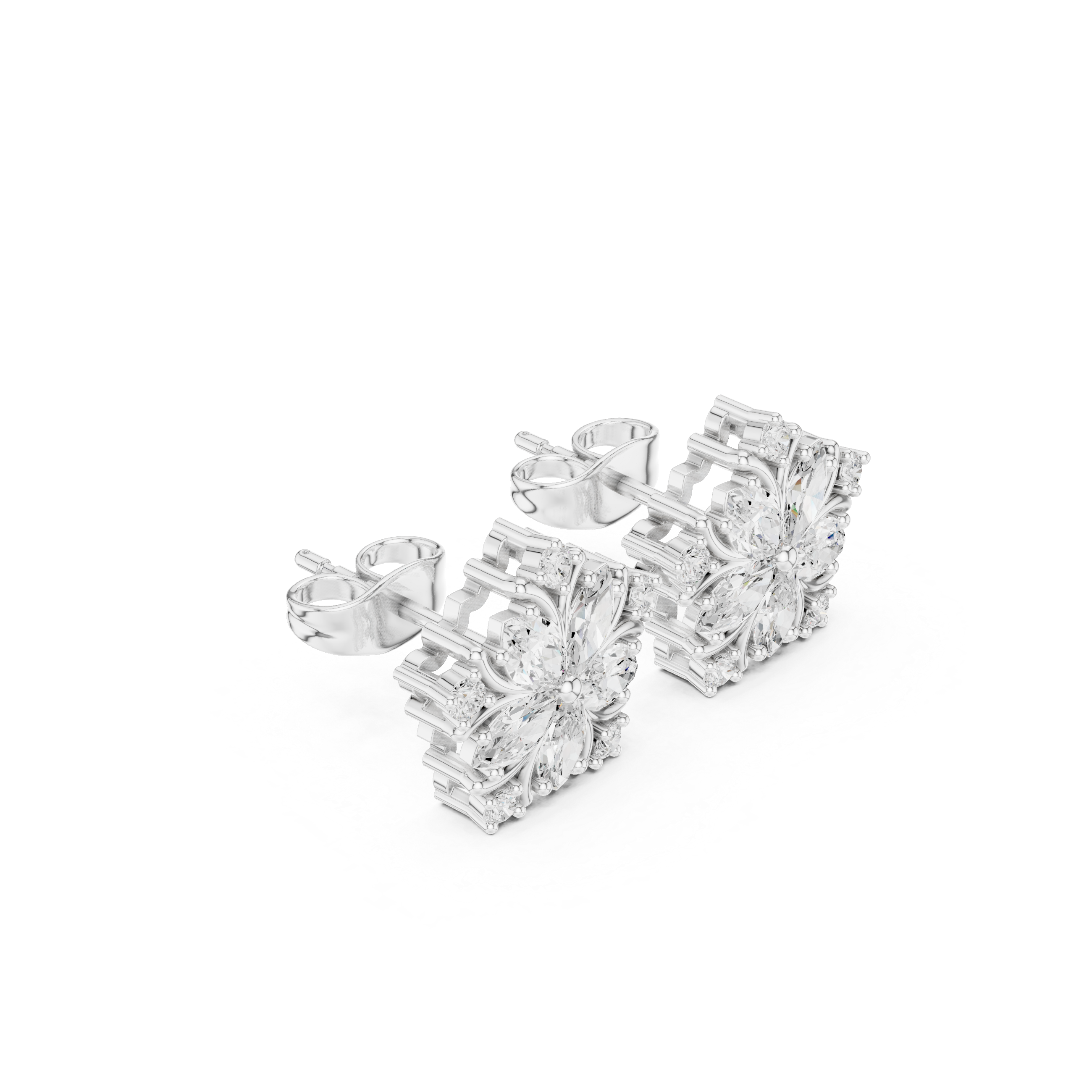 Royal Marquise Floral Stud Earrings