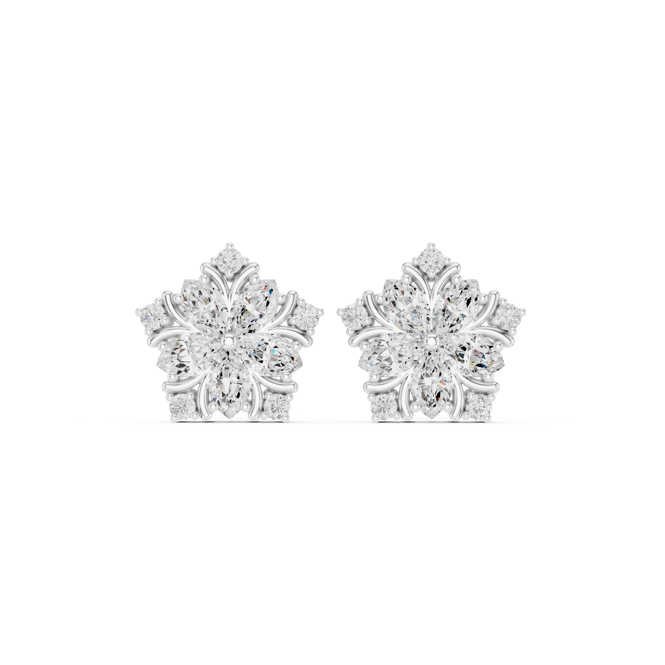 Royal Marquise Floral Stud Earrings