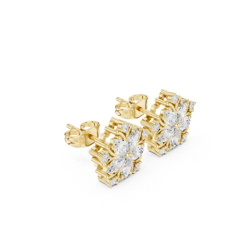 Royal Marquise Floral Stud Earrings