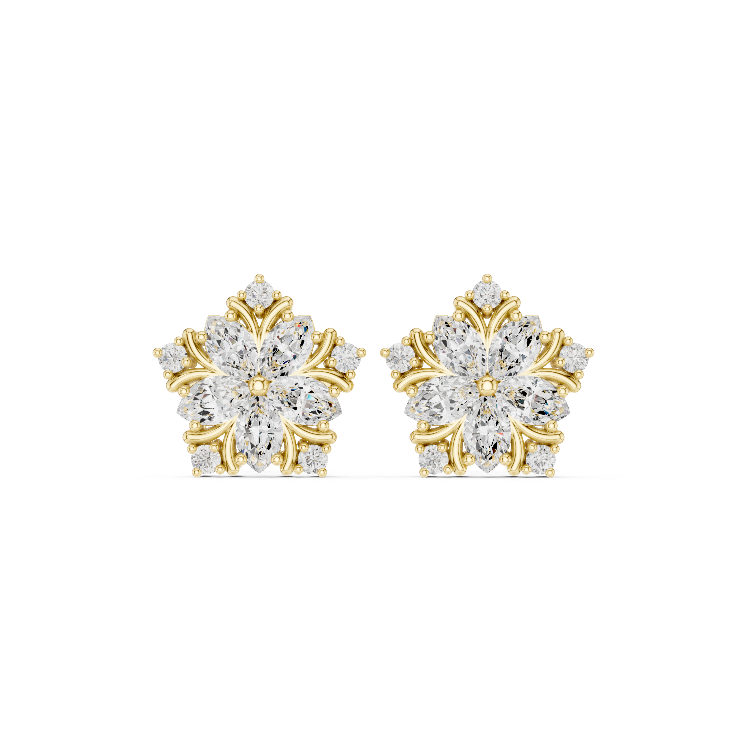 Royal Marquise Floral Stud Earrings