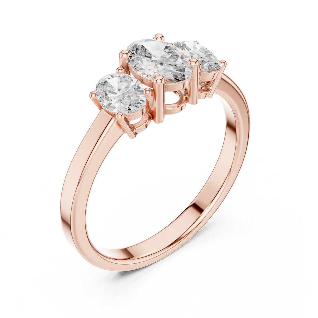 Angled rose gold oval engagement ring elegant proposal design