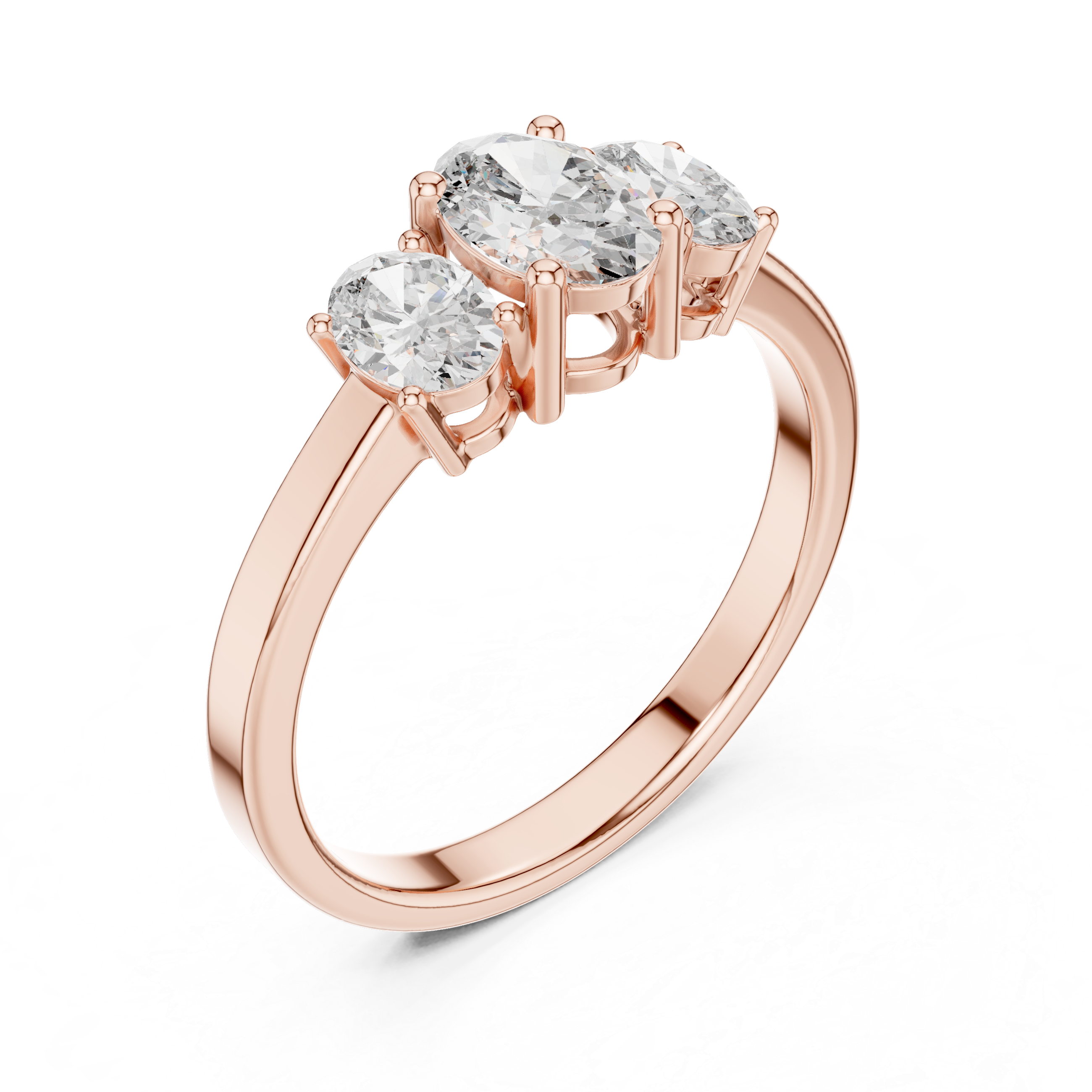Angled rose gold oval engagement ring elegant proposal design