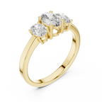 Angled yellow gold oval engagement ring past present future design